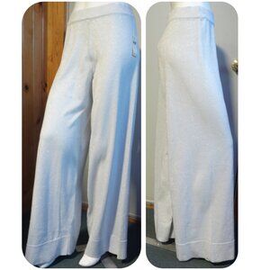 NEW PILCRO Anthropologie Silver Wide-Leg Knit Sweater Pull On Pants MEDIUM, $98
